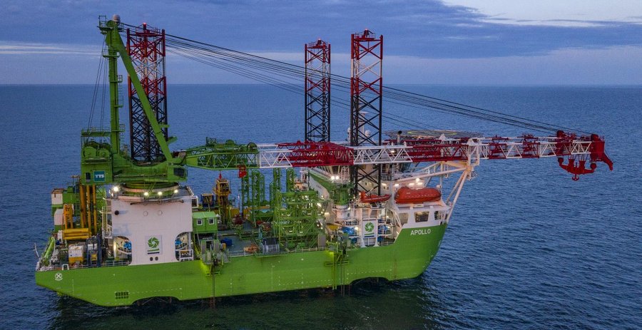 Currently in Belfast, DEME's Jack-up Vessel APOLLO