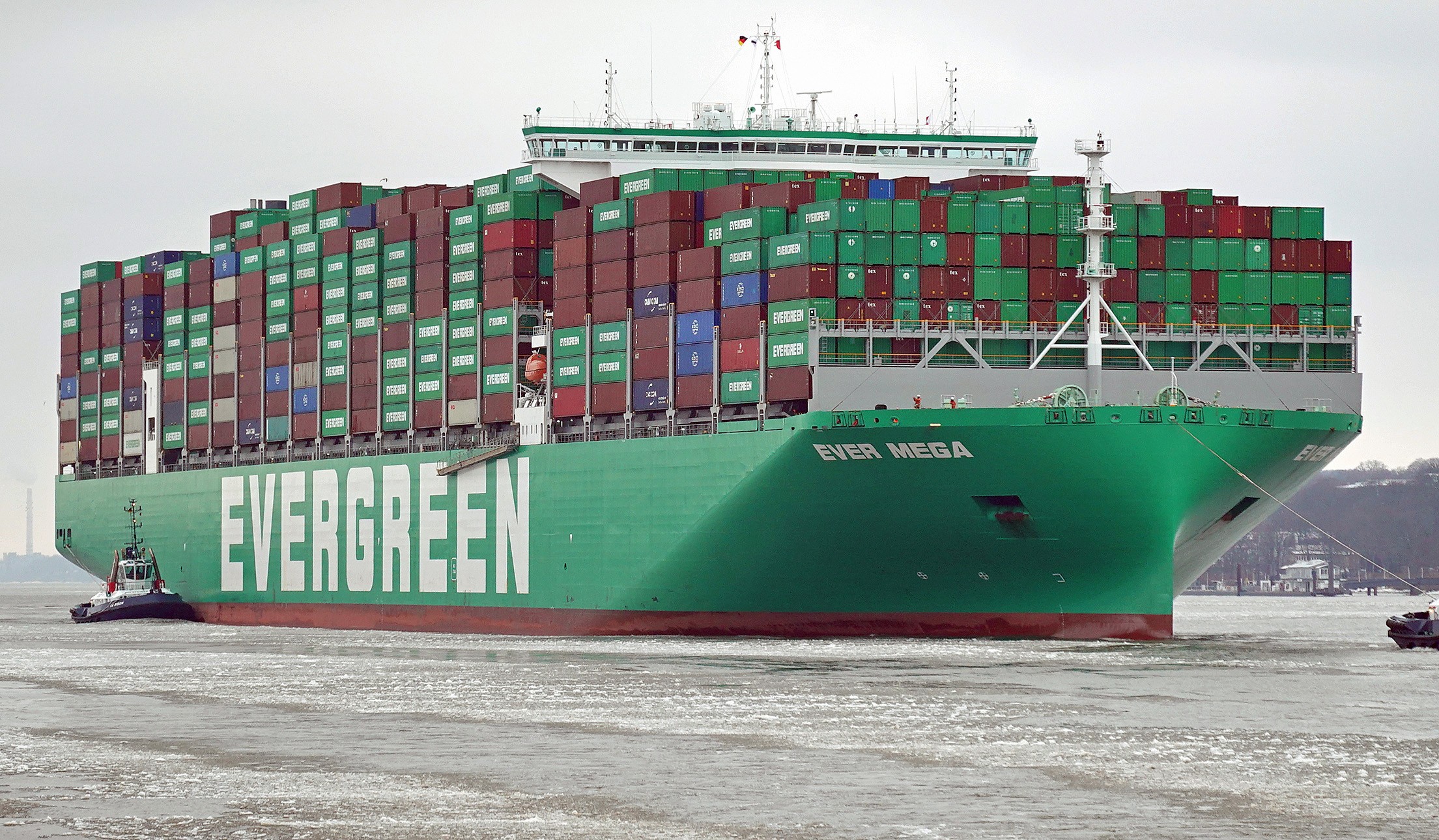 Transit: EVER MEGA            entering English South Coast at The Dover Strait