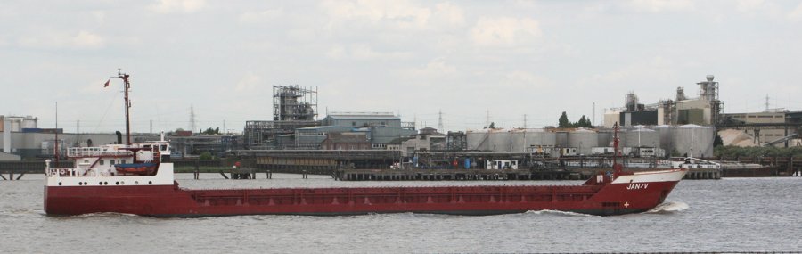 Photograph of the General Cargo Ship: JAN V (IMO: 8504179). Documented in UK and Regional Shipping Movements.