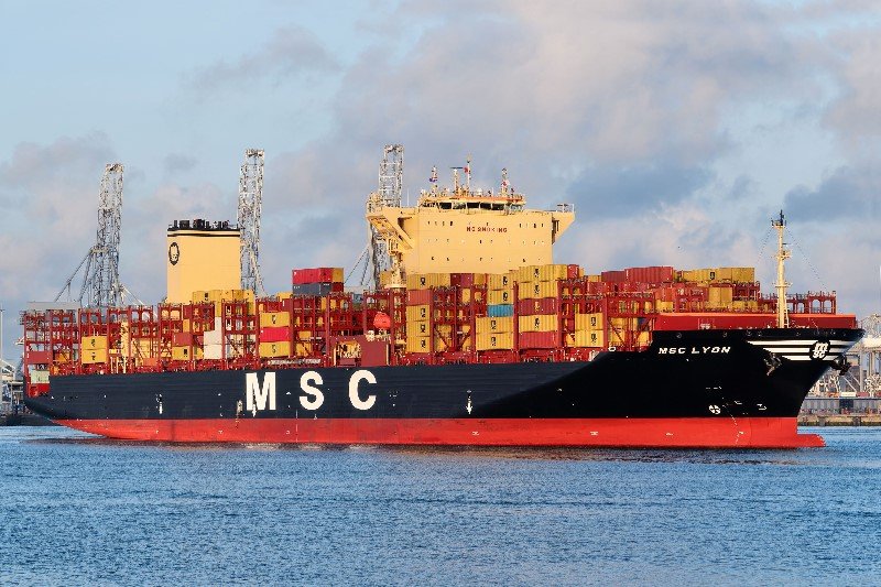 Transit: MSC LYON             entering English South Coast at The Dover Strait